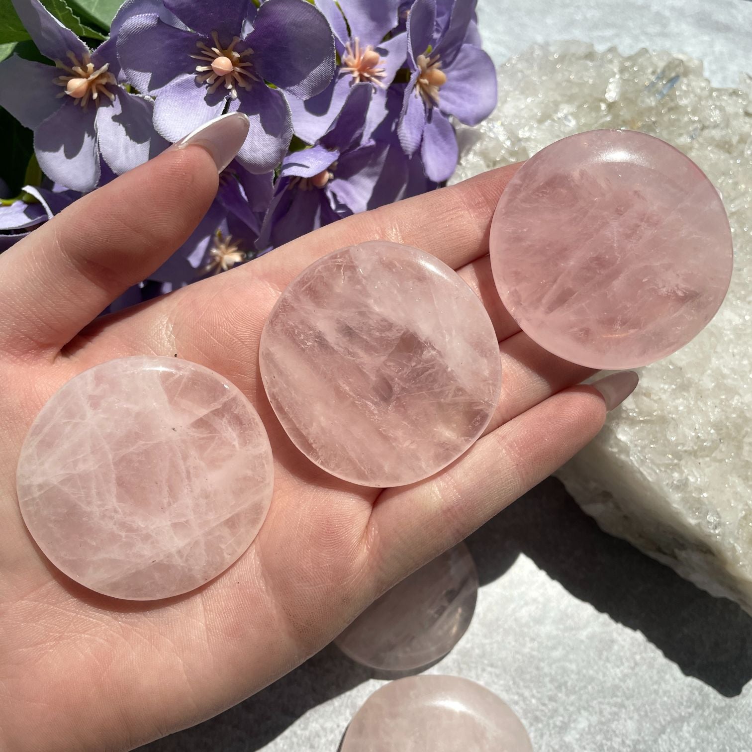 Pocket Palm Stone - Rose Quartz Pocket Palm Stone - Rose Quartz